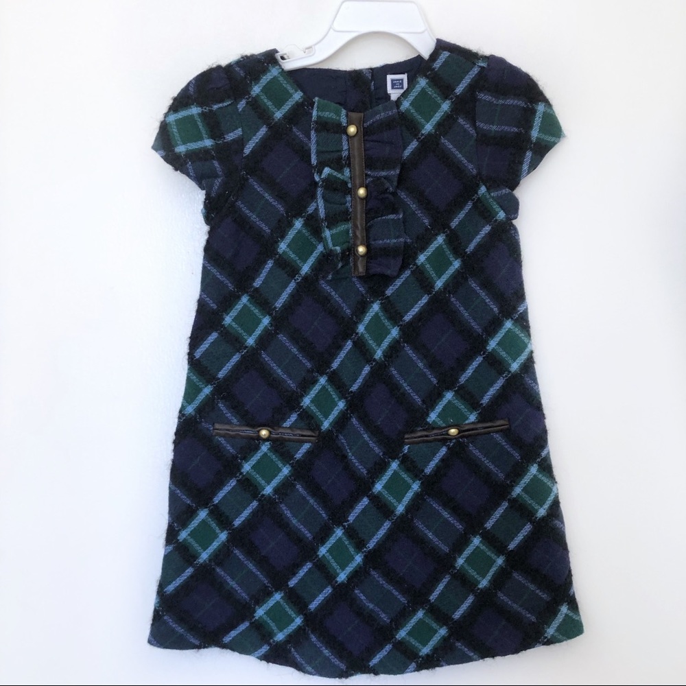 Janie & Jack Blue Green Plaid Girls Dress, size 4